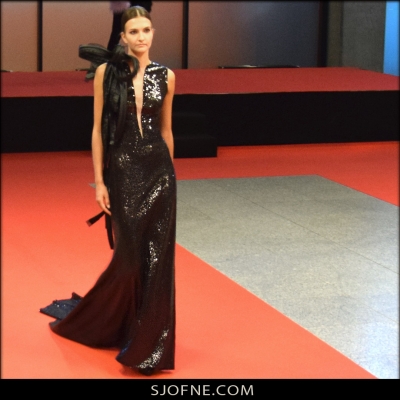 Suknia z trenem  z głębokim dekoltem sukienka wieczorowa  sukienka z cekinów projektant  Sylwia Maria Macioła